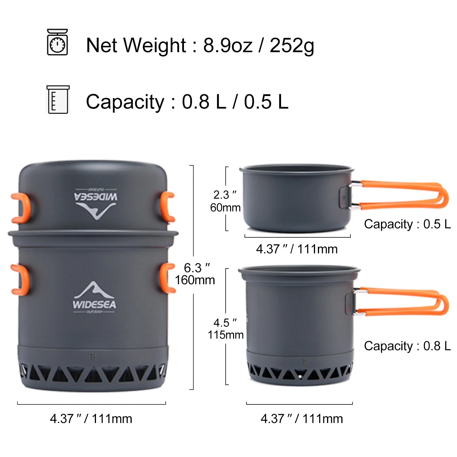 WideSea™ Explorer Cookware Set (1.3L & 2.3L)