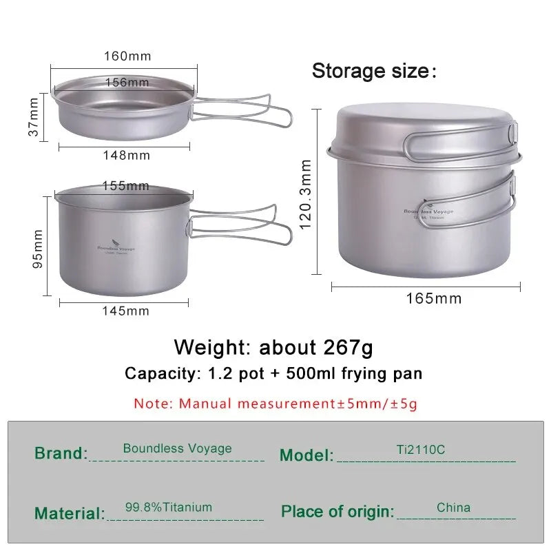 TitanVoyage™ Folding Titanium Cookware Set